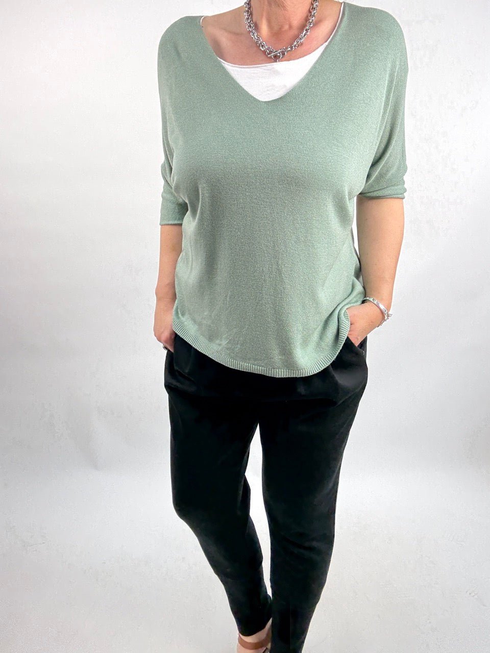 Shirt Leicht Verstrickt Olive - FROLLEIN KÄTHE Shop