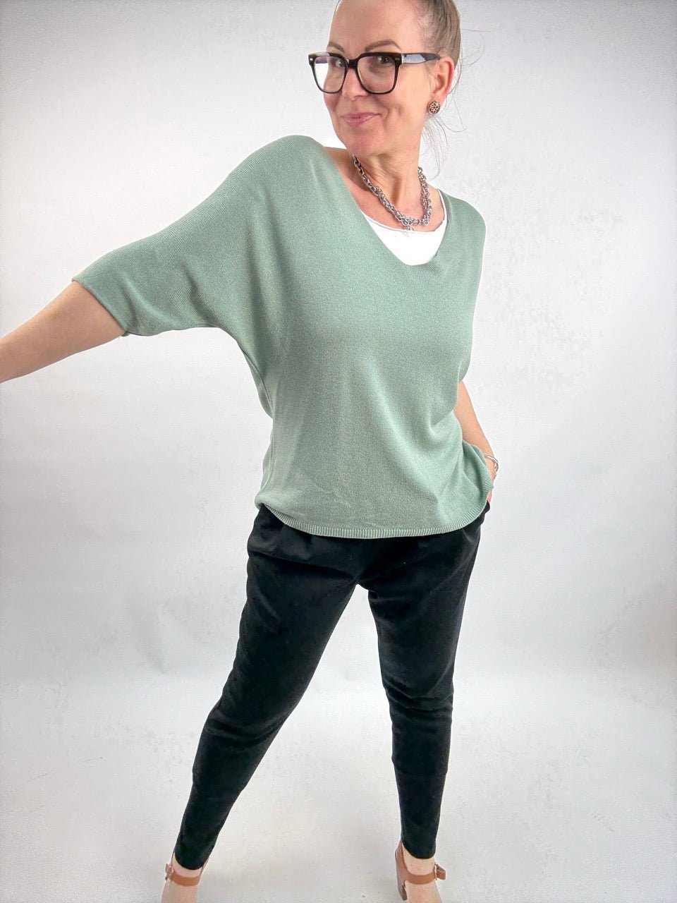 Shirt Leicht Verstrickt Olive - FROLLEIN KÄTHE Shop