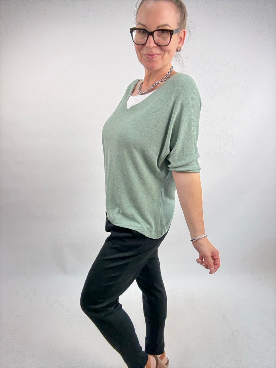 Shirt Leicht Verstrickt Olive - FROLLEIN KÄTHE Shop