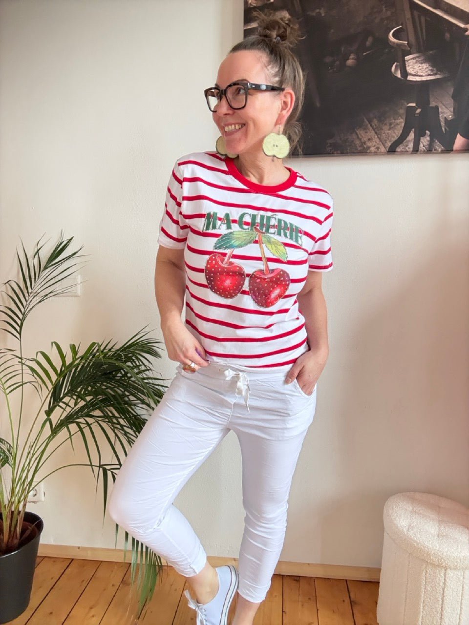 Shirt Ma Cherie Weiß Rot - FROLLEIN KÄTHE Shop