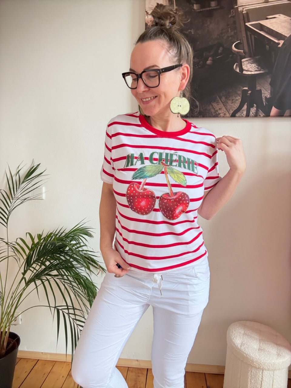 Shirt Ma Cherie Weiß Rot - FROLLEIN KÄTHE Shop