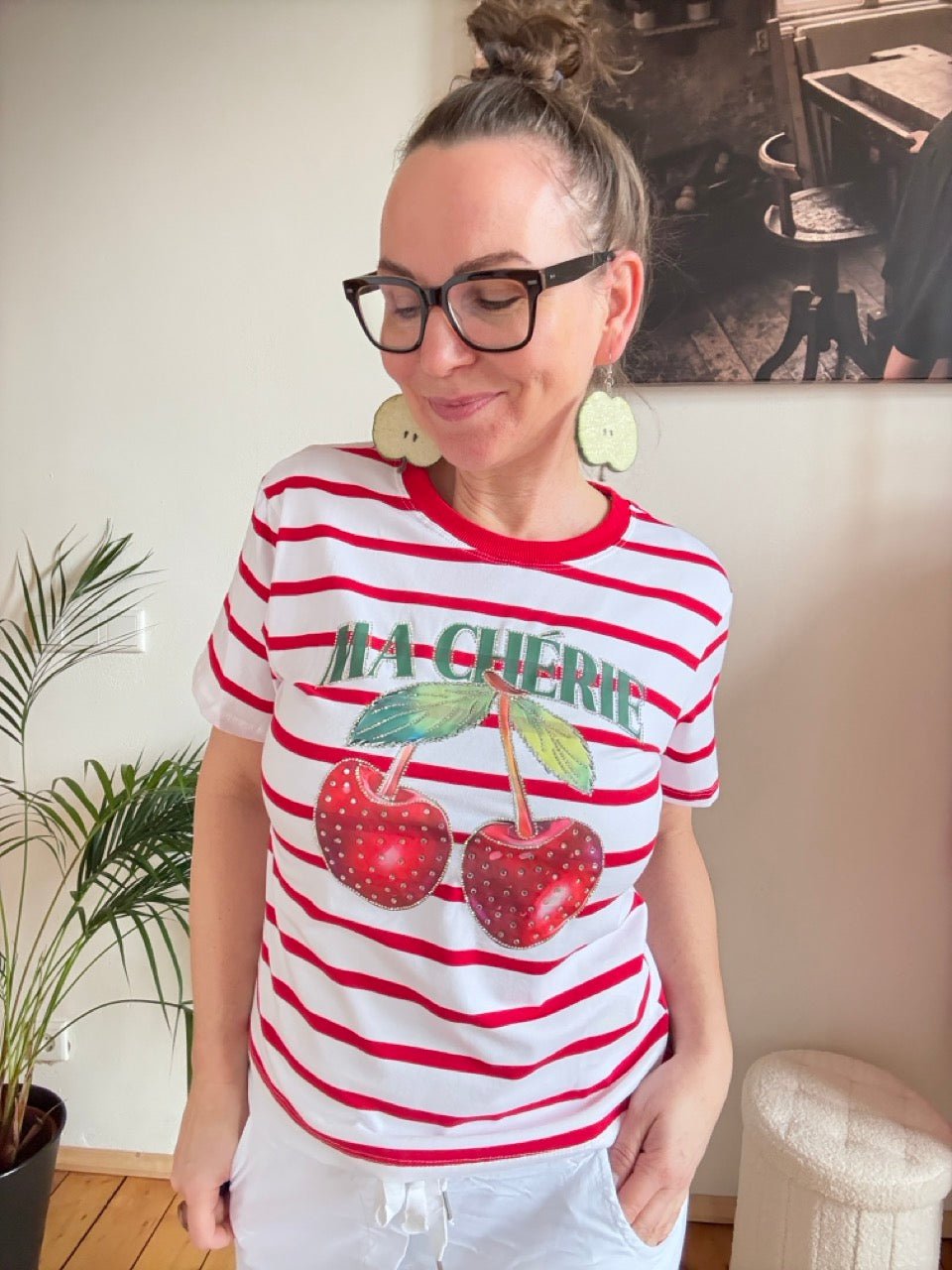Shirt Ma Cherie Weiß Rot - FROLLEIN KÄTHE Shop