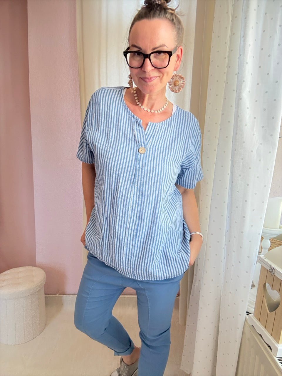 Shirt Streifenliebe Hellblau - FROLLEIN KÄTHE Shop