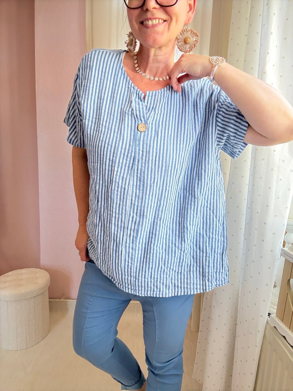 Shirt Streifenliebe Hellblau - FROLLEIN KÄTHE Shop