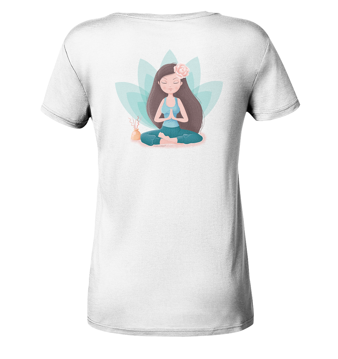 Shirt V - Neck Edelmädel Organic Yoga Girl Lotus Sitz - FROLLEIN KÄTHE Shop