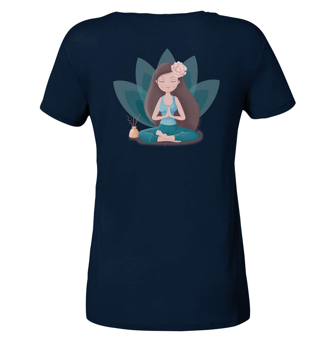 Shirt V - Neck Edelmädel Organic Yoga Girl Lotus Sitz - FROLLEIN KÄTHE Shop