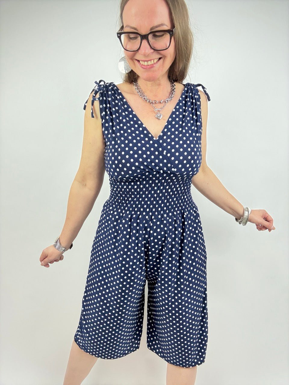 Shorts - Overall Dottie dunkelblau - FROLLEIN KÄTHE Shop