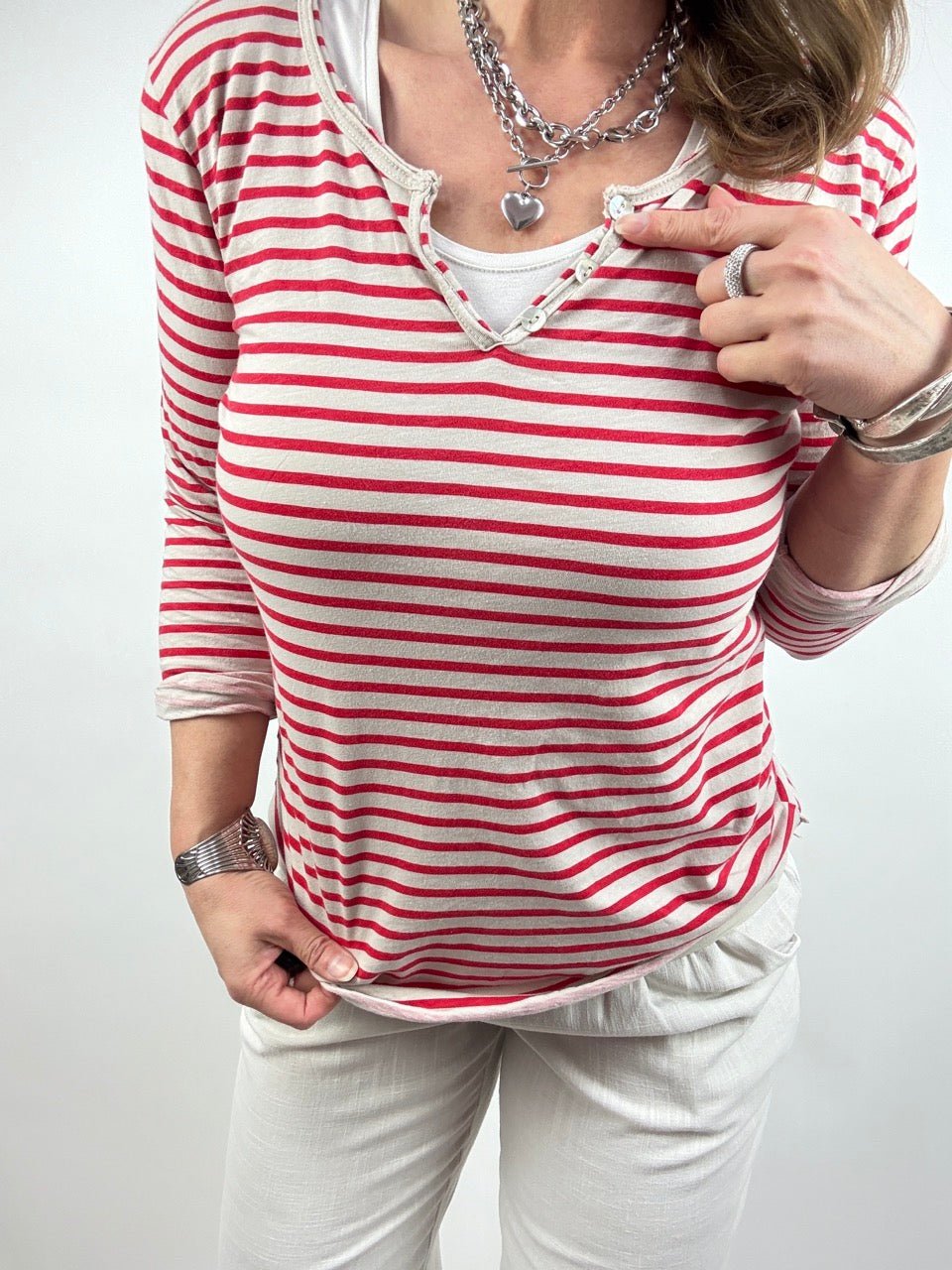 Streifen Shirt Colette in Rot - FROLLEIN KÄTHE Shop