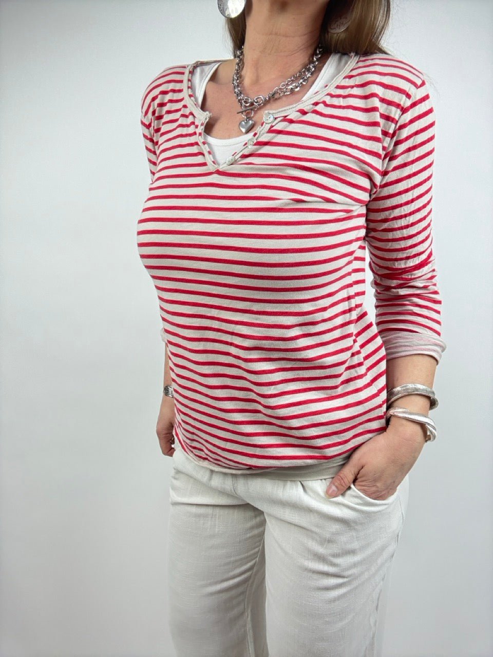 Streifen Shirt Colette in Rot - FROLLEIN KÄTHE Shop