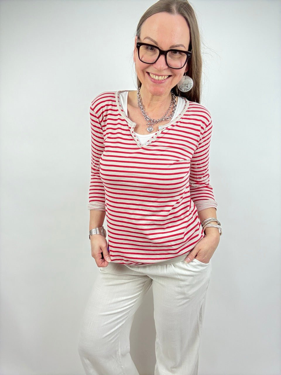 Streifen Shirt Colette in Rot - FROLLEIN KÄTHE Shop