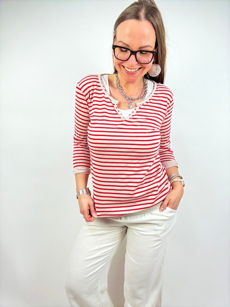 Streifen Shirt Colette in Rot - FROLLEIN KÄTHE Shop