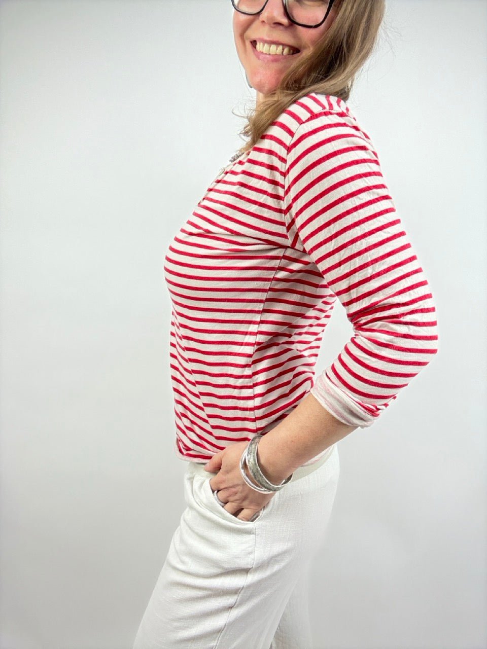 Streifen Shirt Colette in Rot - FROLLEIN KÄTHE Shop