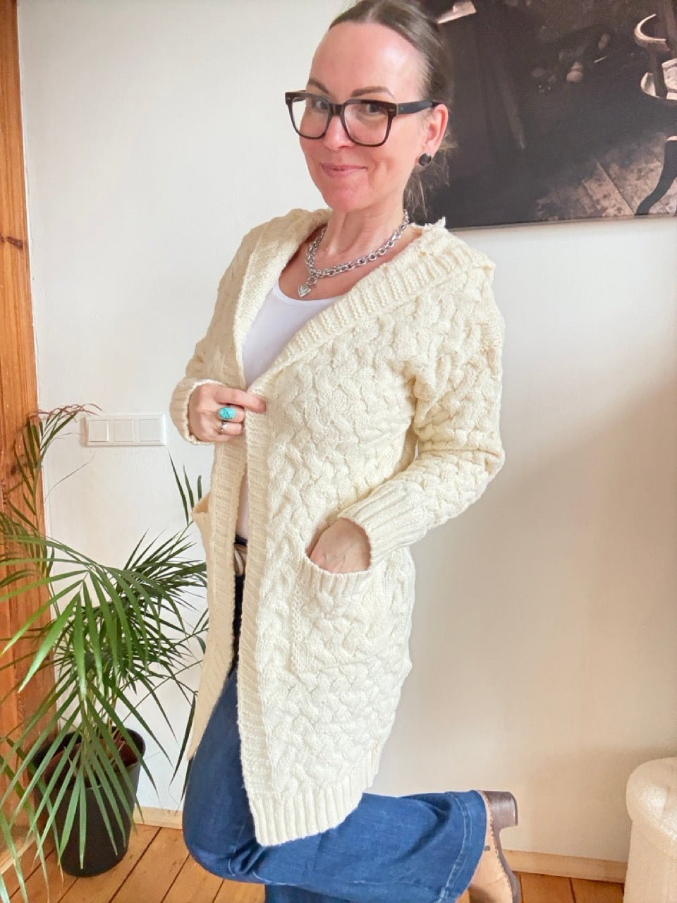 Strickjacke Adele Wollweiß - FROLLEIN KÄTHE Shop