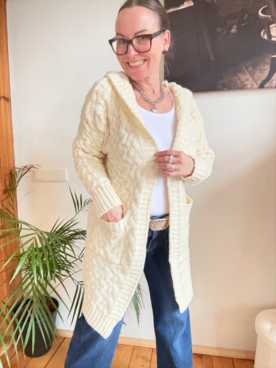 Strickjacke Adele Wollweiß - FROLLEIN KÄTHE Shop