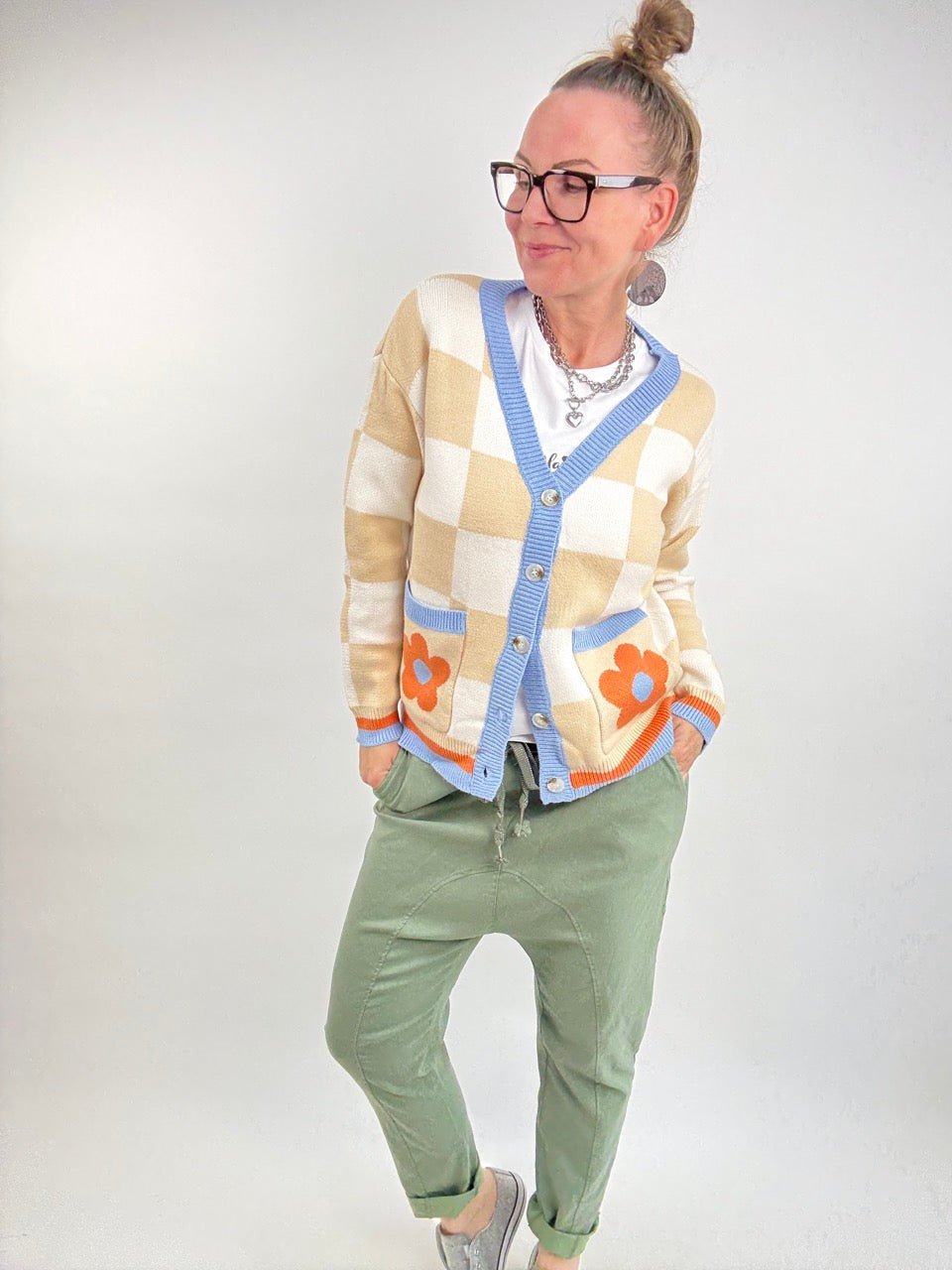 Strickjacke Blumentanz Cream - FROLLEIN KÄTHE Shop