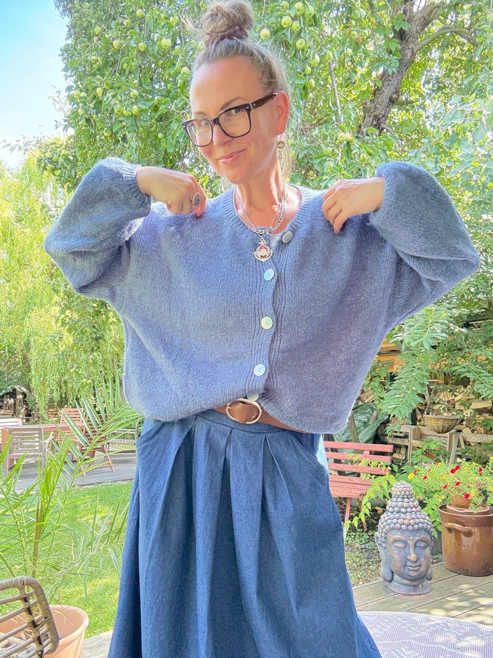 Strickjacke Edeljäckchen Blau - FROLLEIN KÄTHE Shop