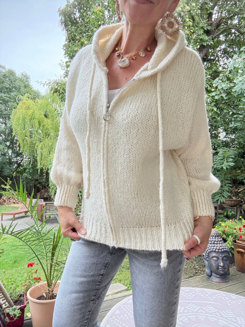 Strickjacke Fine Wollweiß - FROLLEIN KÄTHE Shop