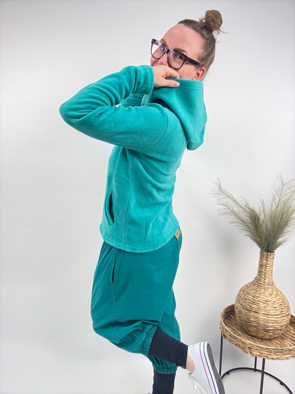 Strickjacke Fleece Lotos Aqua - FROLLEIN KÄTHE Shop