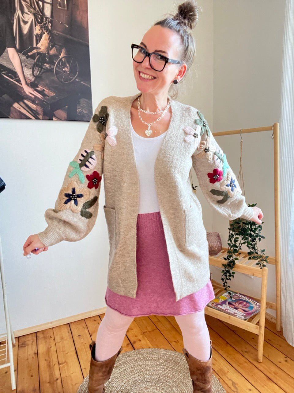 Strickjacke Flora Taupe - FROLLEIN KÄTHE Shop