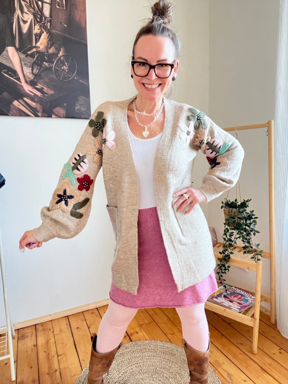 Strickjacke Flora Taupe - FROLLEIN KÄTHE Shop