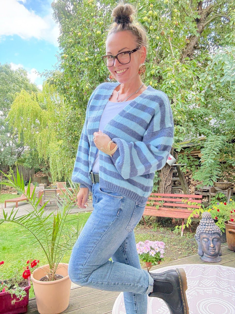 Strickjacke Good Day Blau - FROLLEIN KÄTHE Shop