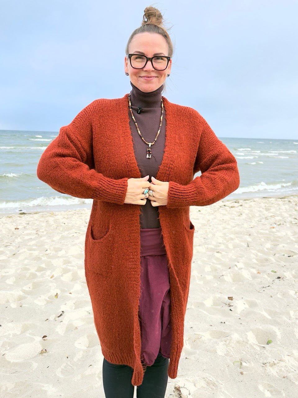 Strickjacke Love & Peace Herbstrot - FROLLEIN KÄTHE Shop