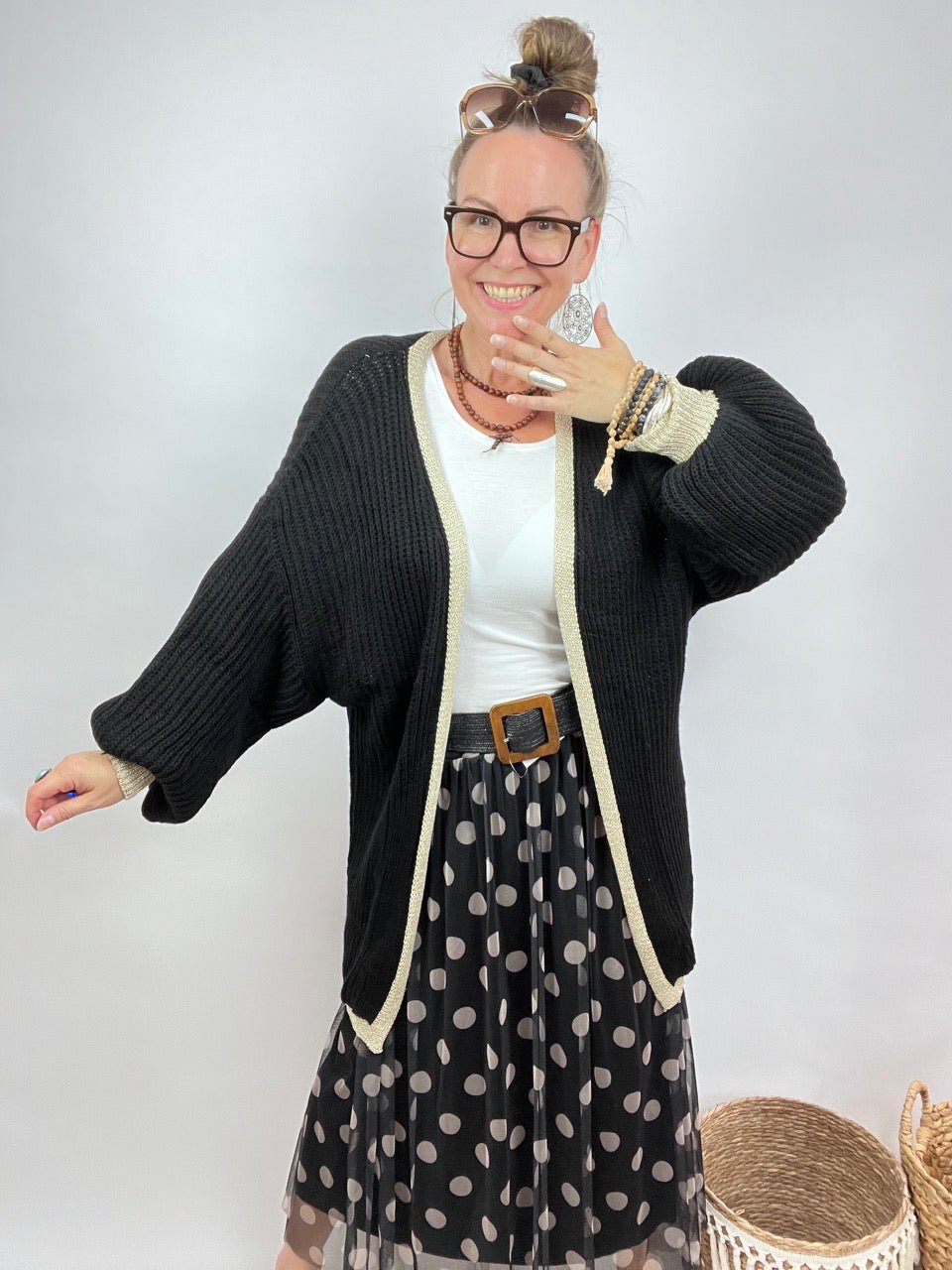 Strickjacke Luna Schwarz - FROLLEIN KÄTHE Shop
