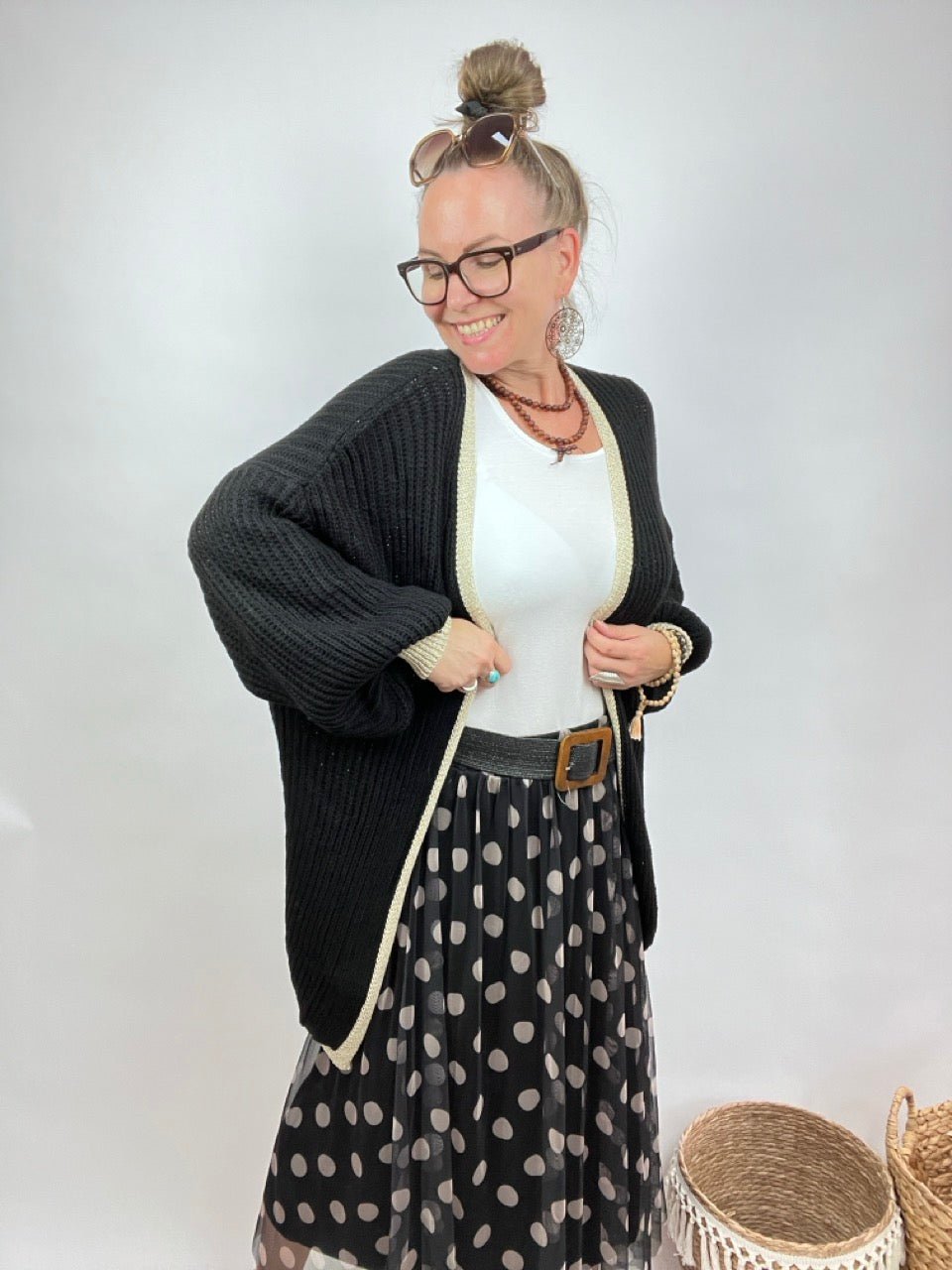 Strickjacke Luna Schwarz - FROLLEIN KÄTHE Shop