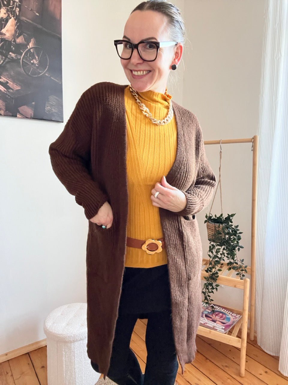 Strickjacke Mantel Heiterblick Schoko Braun - FROLLEIN KÄTHE Shop