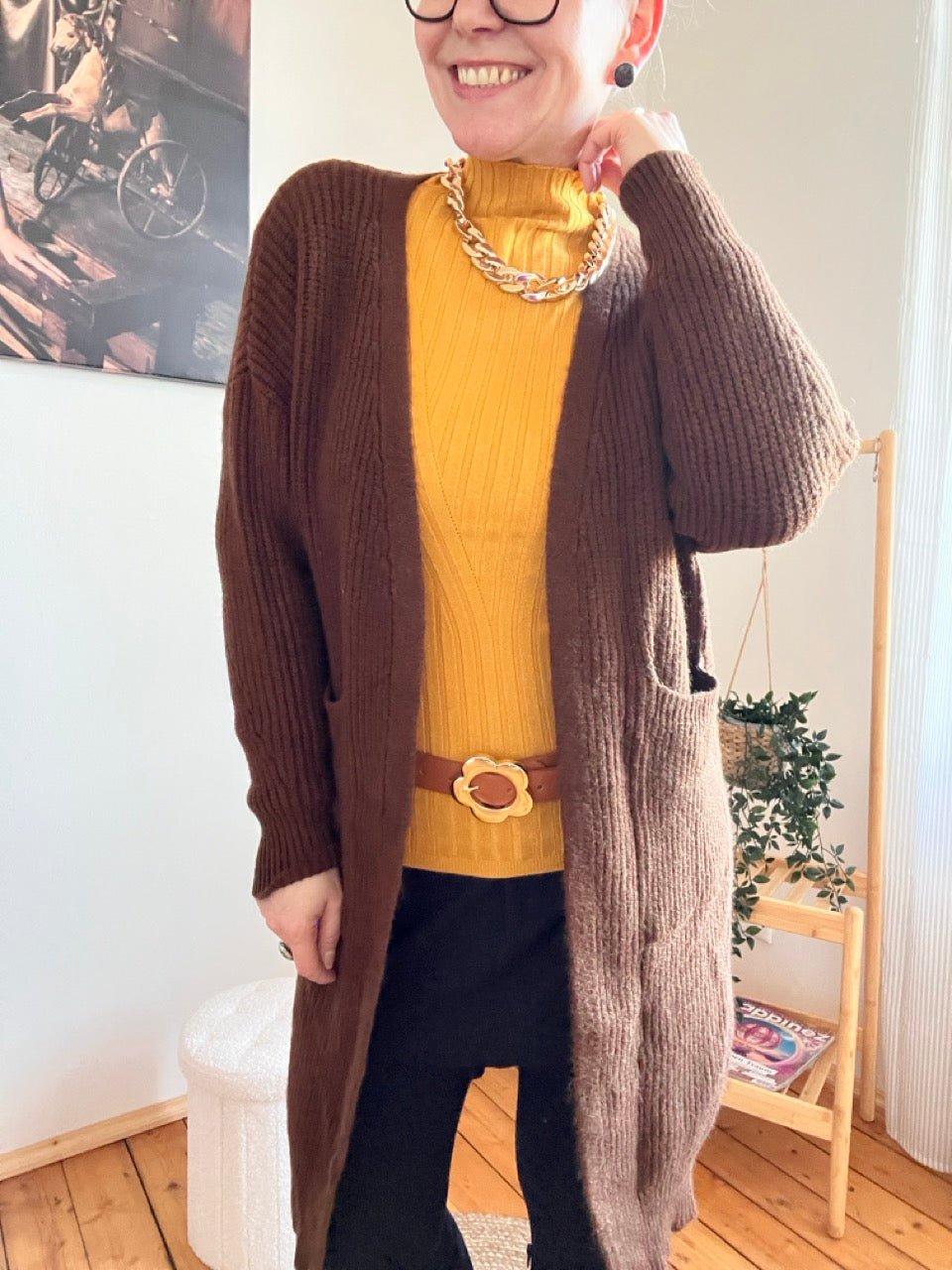 Strickjacke Mantel Heiterblick Schoko Braun - FROLLEIN KÄTHE Shop