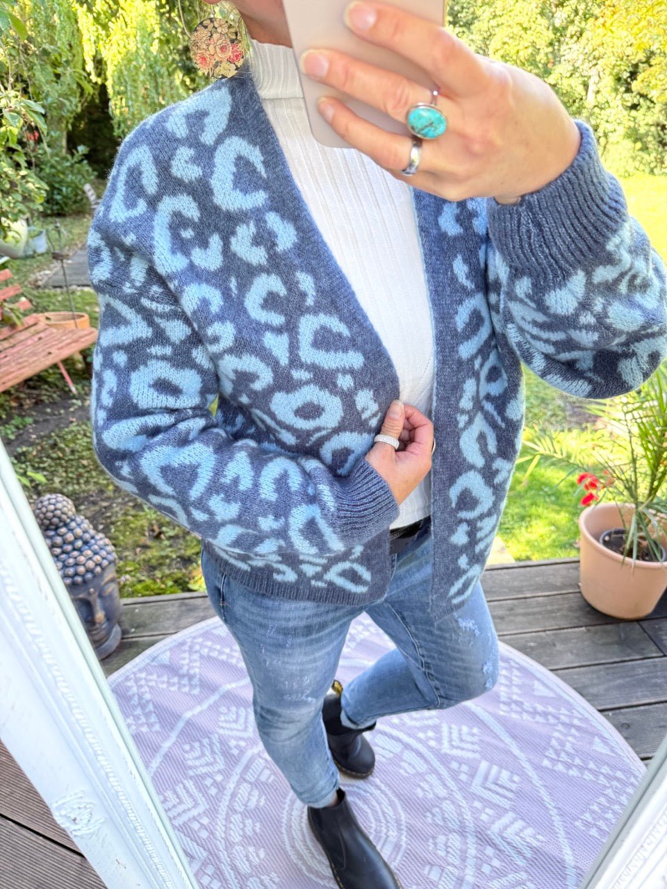 Strickjacke Nice Day Leo Blau - FROLLEIN KÄTHE Shop