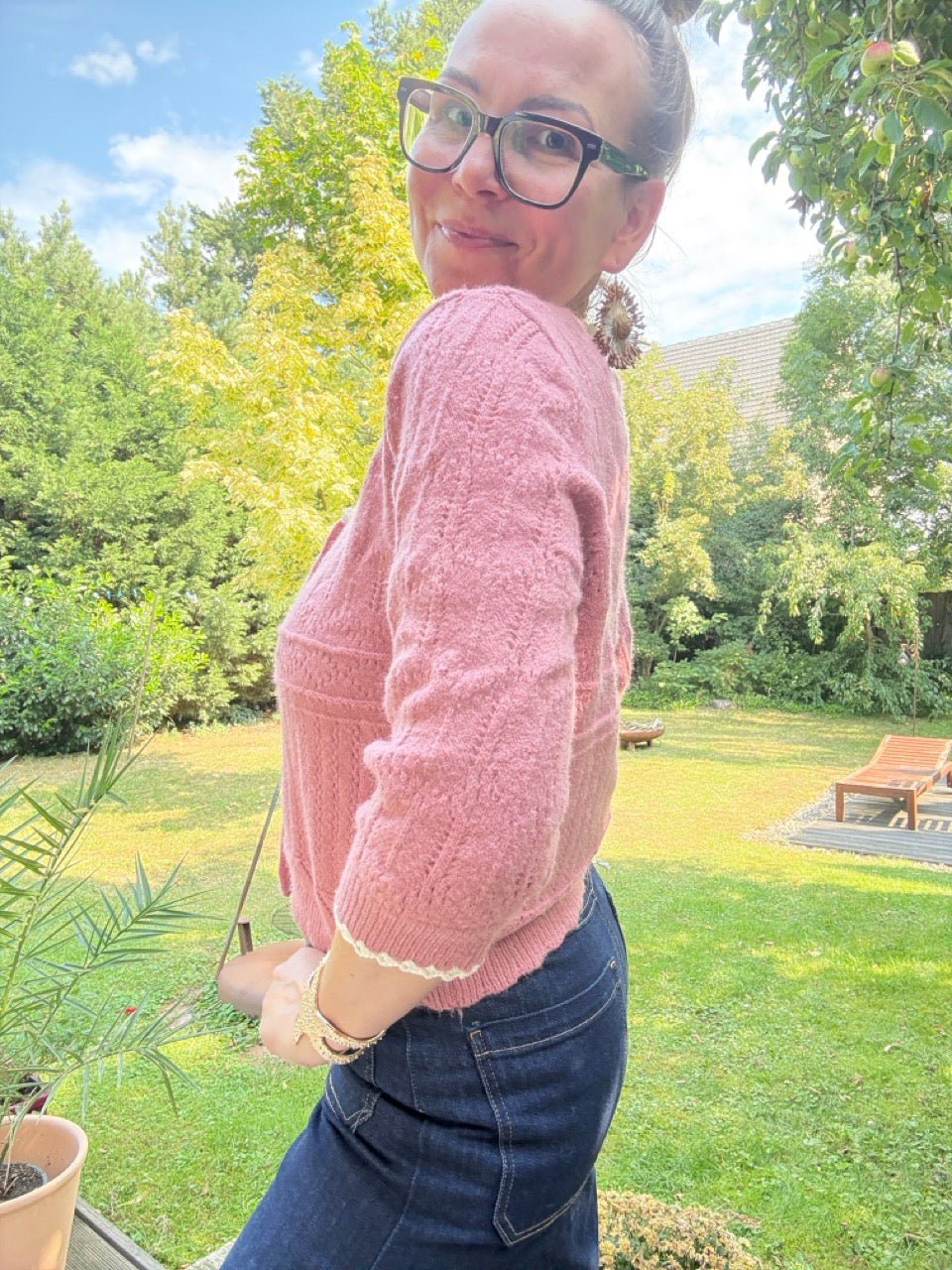 Strickjacke Rosenzauber Alt Rose - FROLLEIN KÄTHE Shop