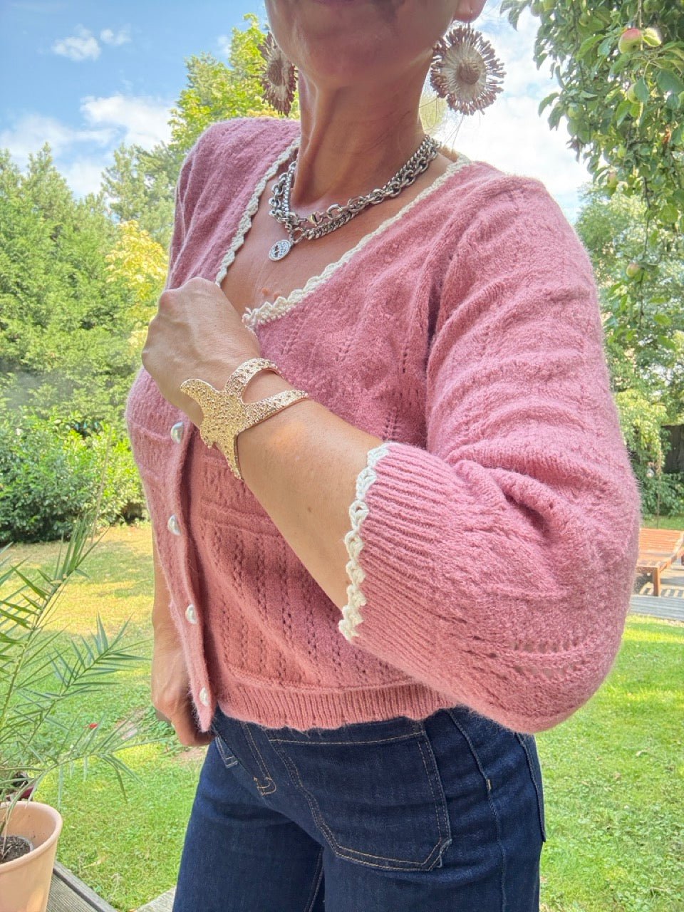 Strickjacke Rosenzauber Alt Rose - FROLLEIN KÄTHE Shop