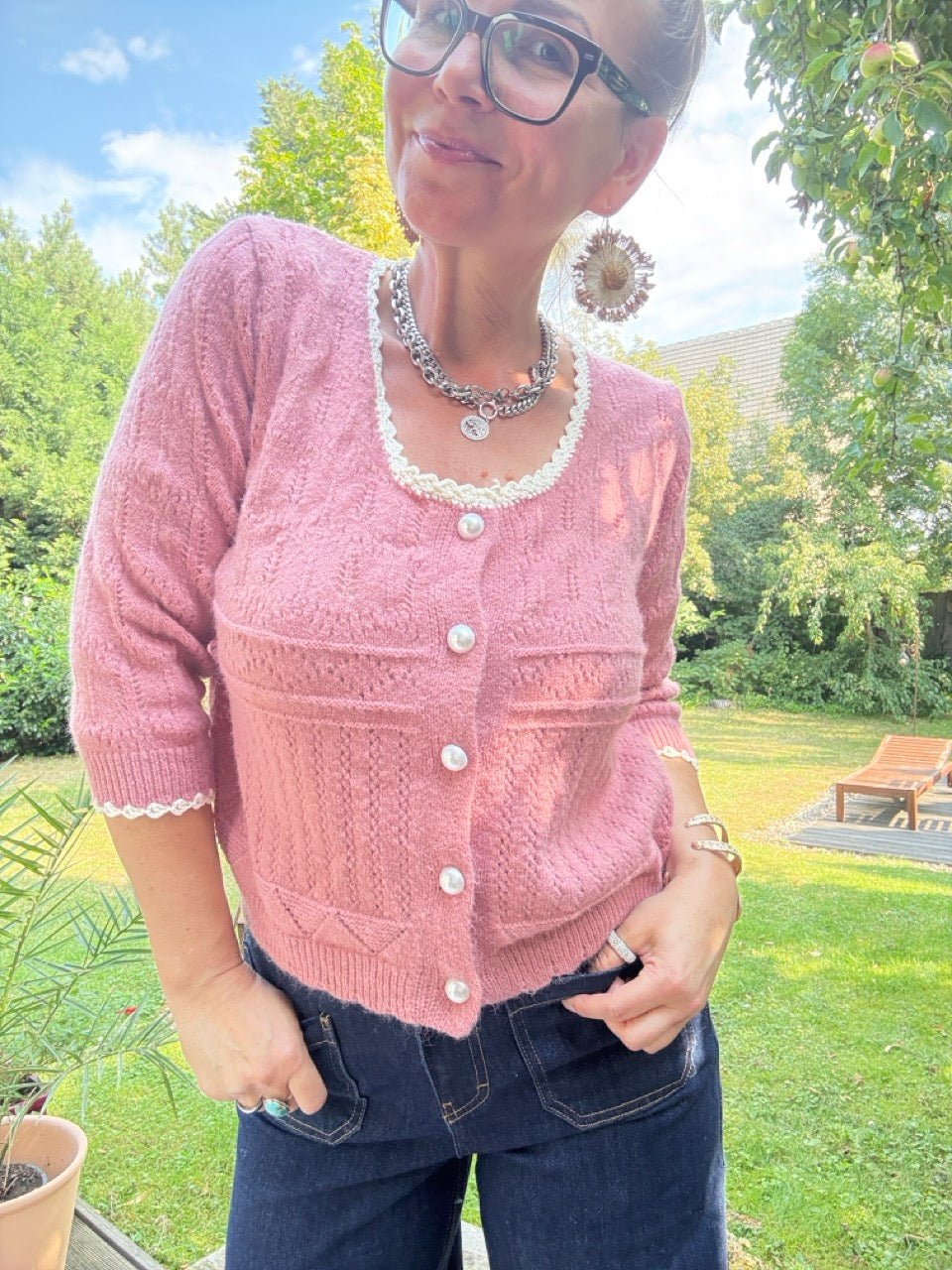 Strickjacke Rosenzauber Alt Rose - FROLLEIN KÄTHE Shop