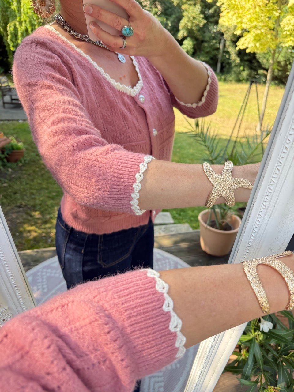 Strickjacke Rosenzauber Alt Rose - FROLLEIN KÄTHE Shop
