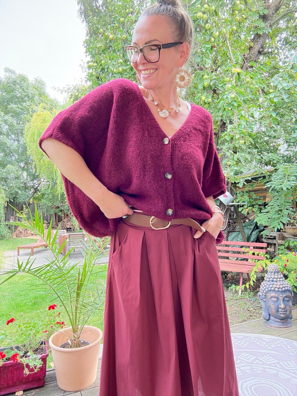 Strickjacke Wohlfühlwunder Cherry - FROLLEIN KÄTHE Shop