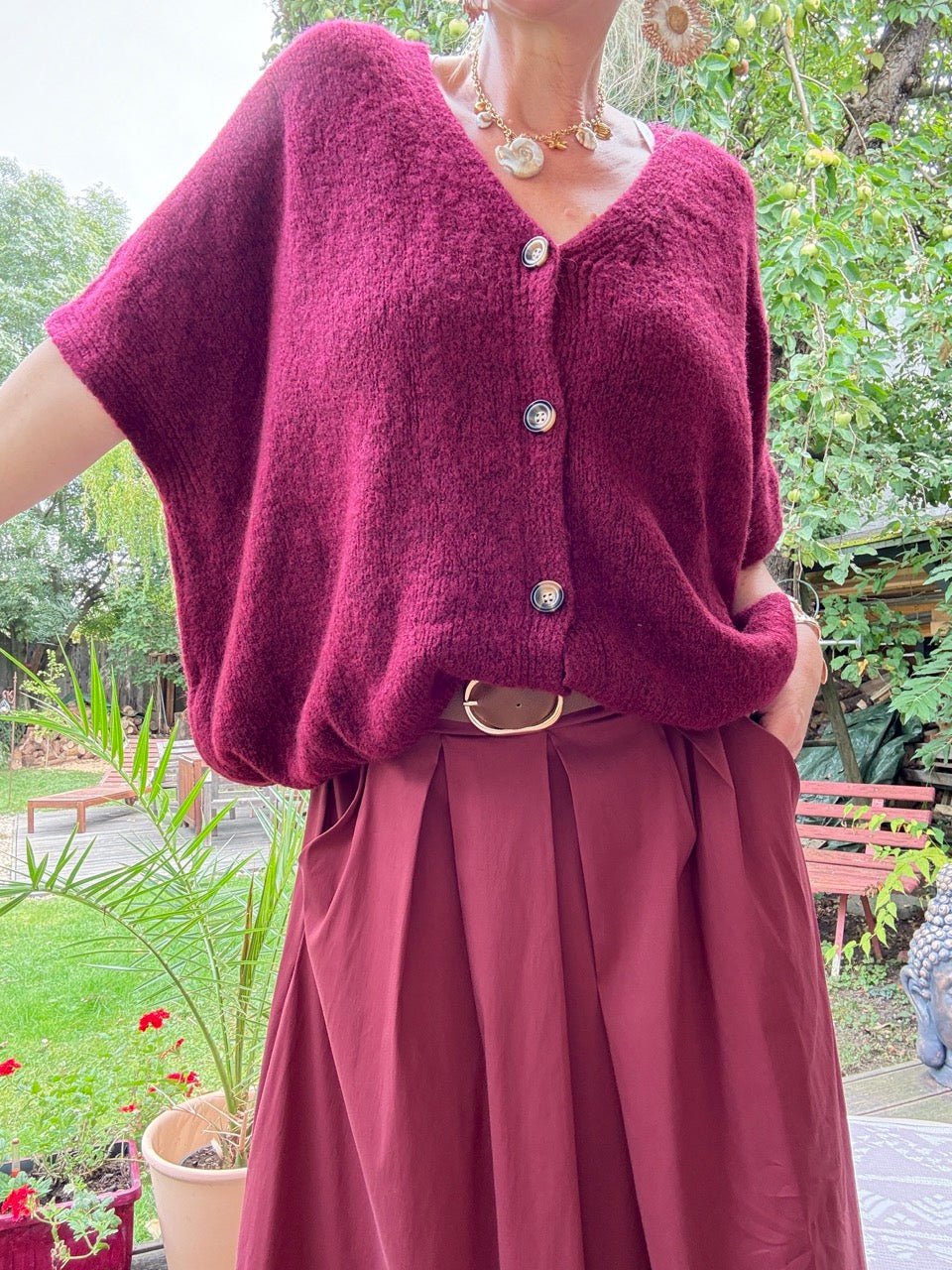 Strickjacke Wohlfühlwunder Cherry - FROLLEIN KÄTHE Shop