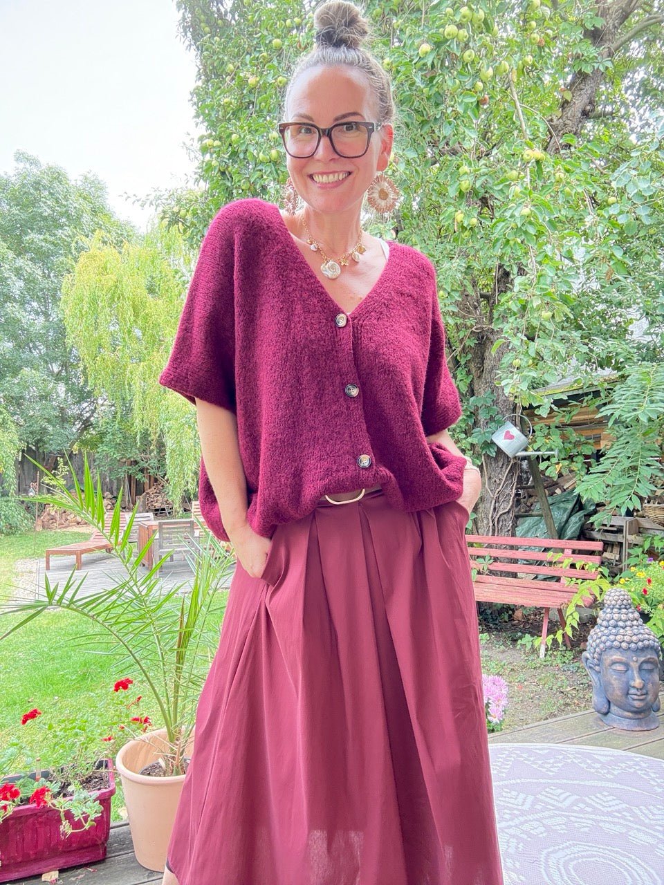 Strickjacke Wohlfühlwunder Cherry - FROLLEIN KÄTHE Shop