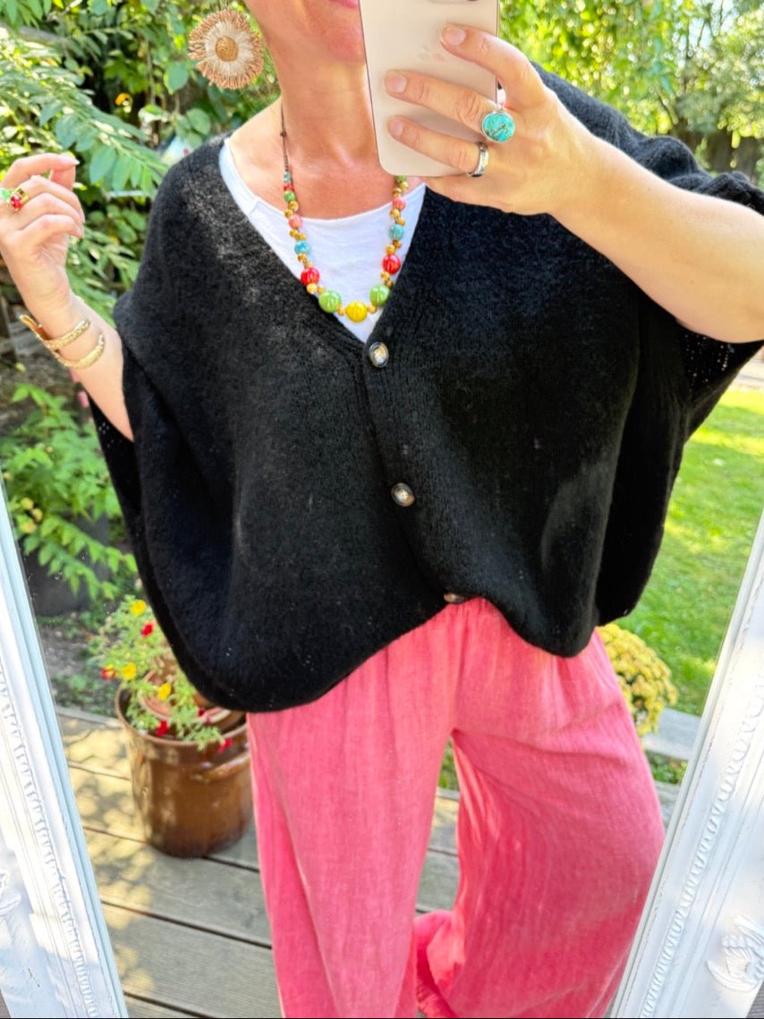 Strickjacke Wohlfühlwunder Schwarz - FROLLEIN KÄTHE Shop