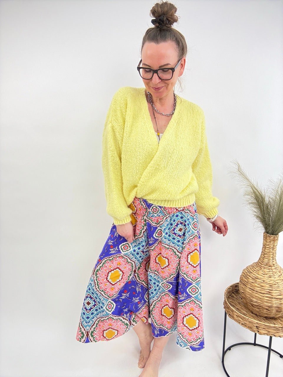 Strickjacke Wollgenuss Gelb - FROLLEIN KÄTHE Shop