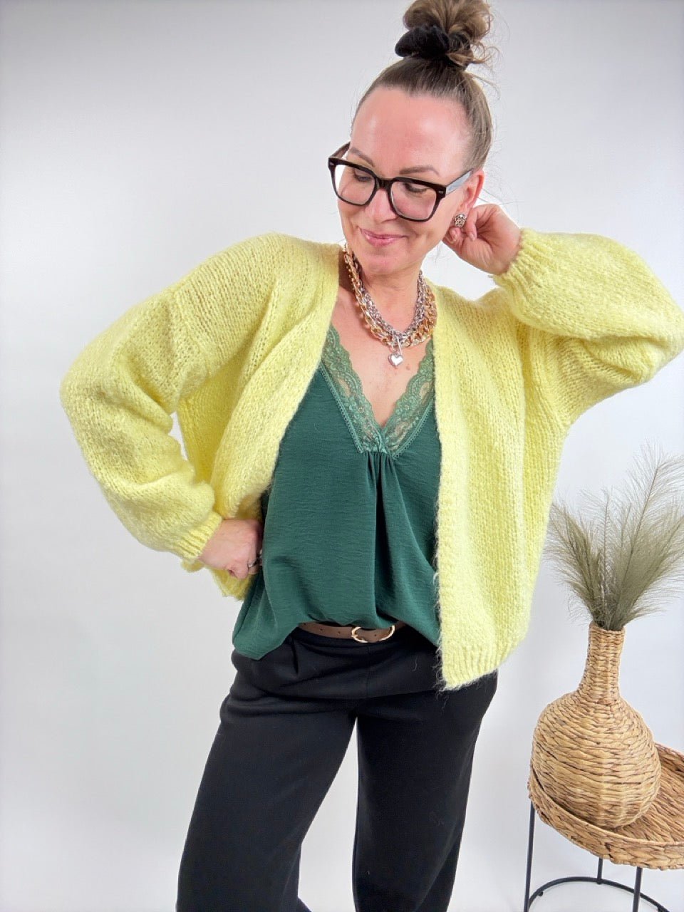 Strickjacke Wollgenuss Gelb - FROLLEIN KÄTHE Shop