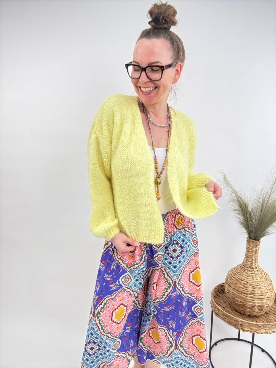 Strickjacke Wollgenuss Gelb - FROLLEIN KÄTHE Shop