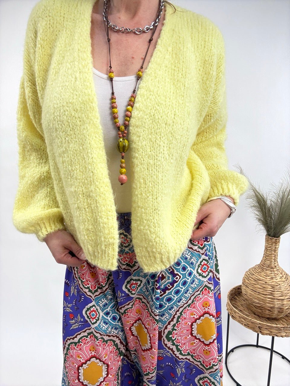 Strickjacke Wollgenuss Gelb - FROLLEIN KÄTHE Shop