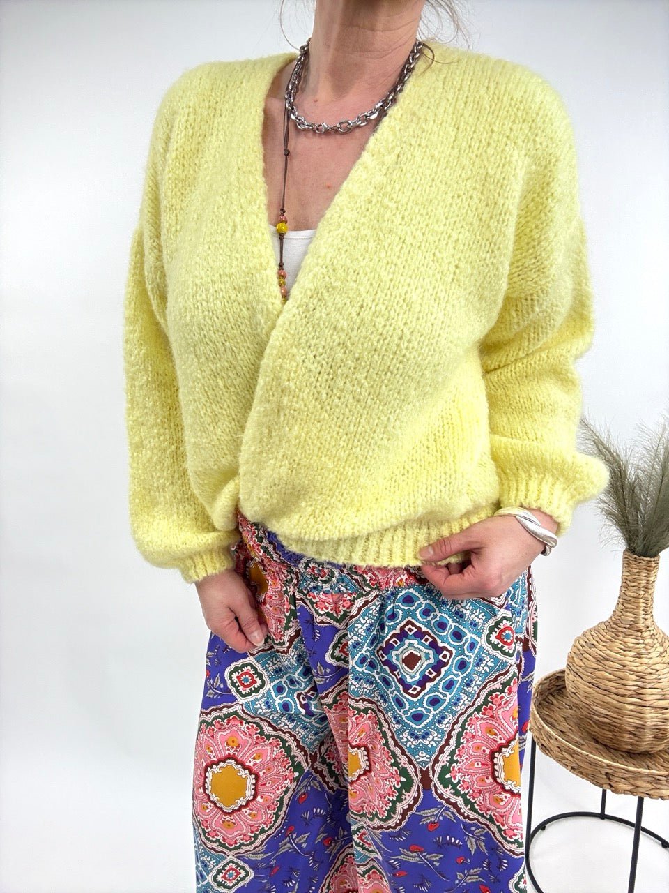 Strickjacke Wollgenuss Gelb - FROLLEIN KÄTHE Shop