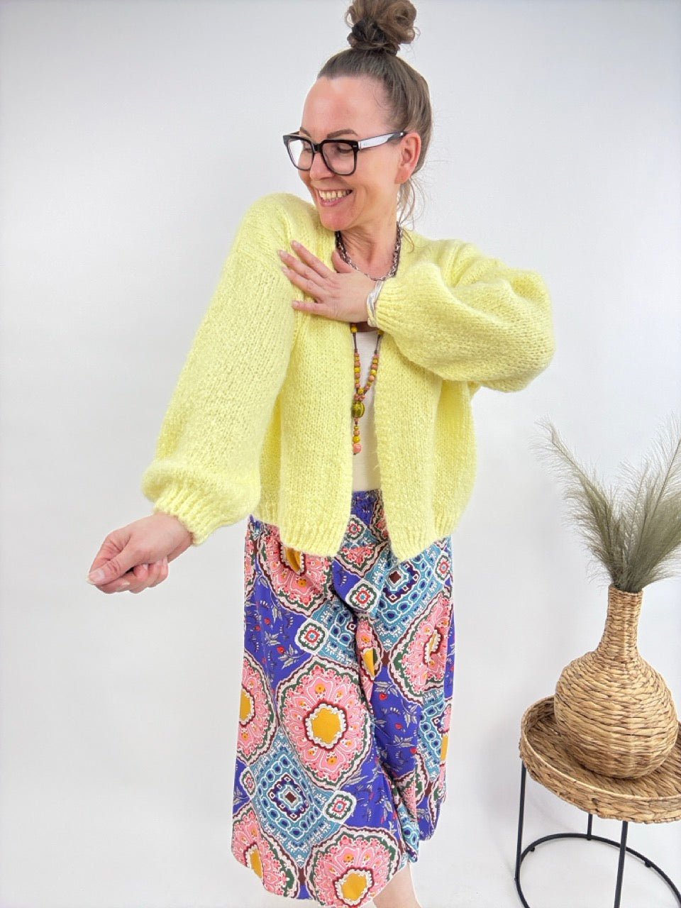Strickjacke Wollgenuss Gelb - FROLLEIN KÄTHE Shop