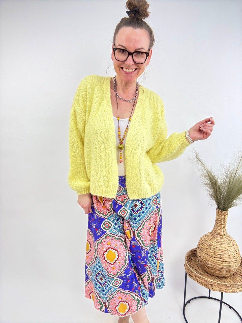 Strickjacke Wollgenuss Gelb - FROLLEIN KÄTHE Shop