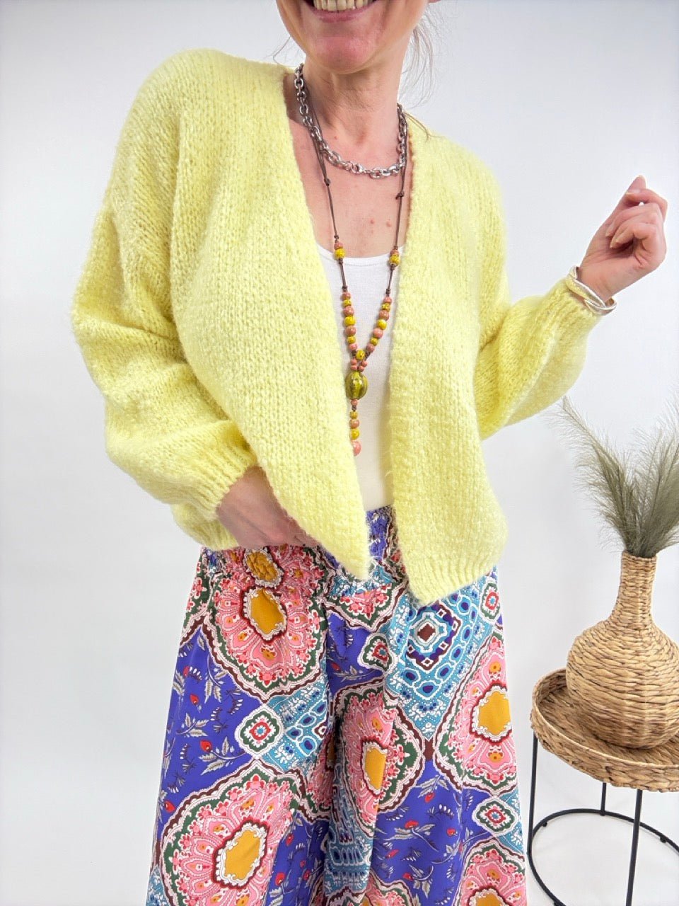 Strickjacke Wollgenuss Gelb - FROLLEIN KÄTHE Shop