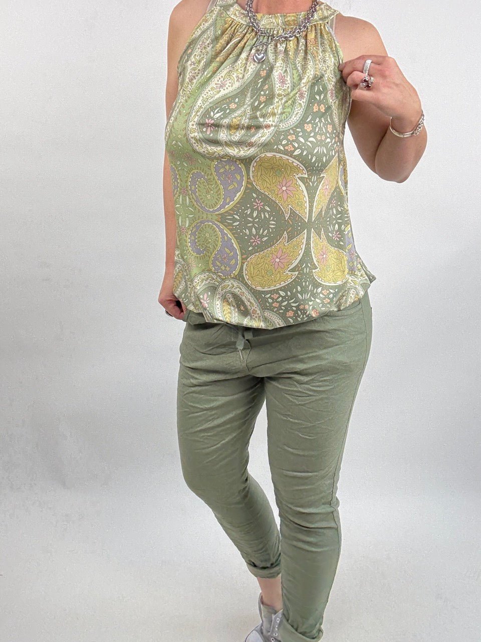 Top Alice Paisley Salbei Olive - FROLLEIN KÄTHE Shop