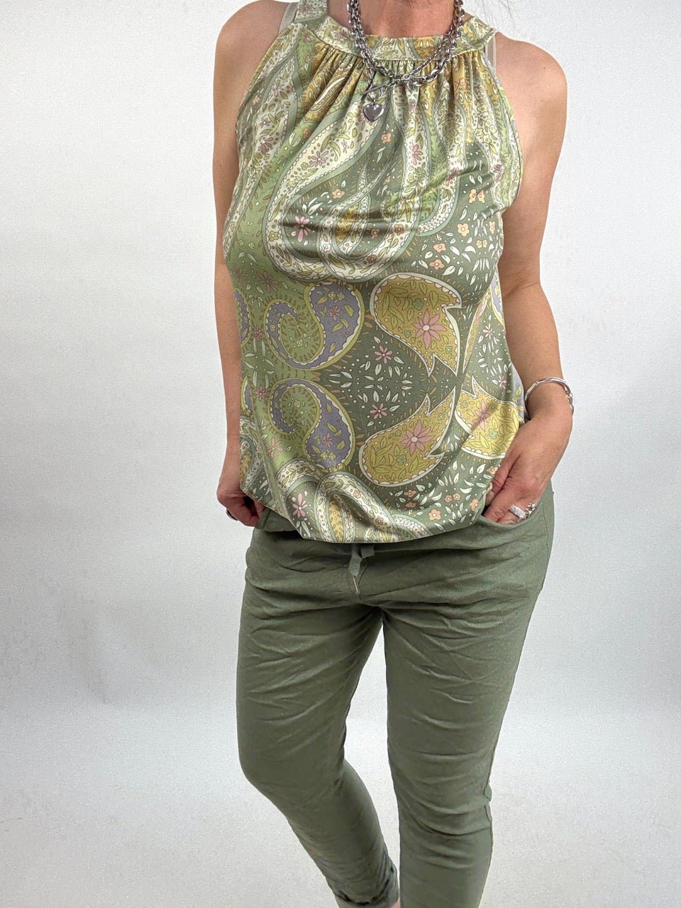 Top Alice Paisley Salbei Olive - FROLLEIN KÄTHE Shop