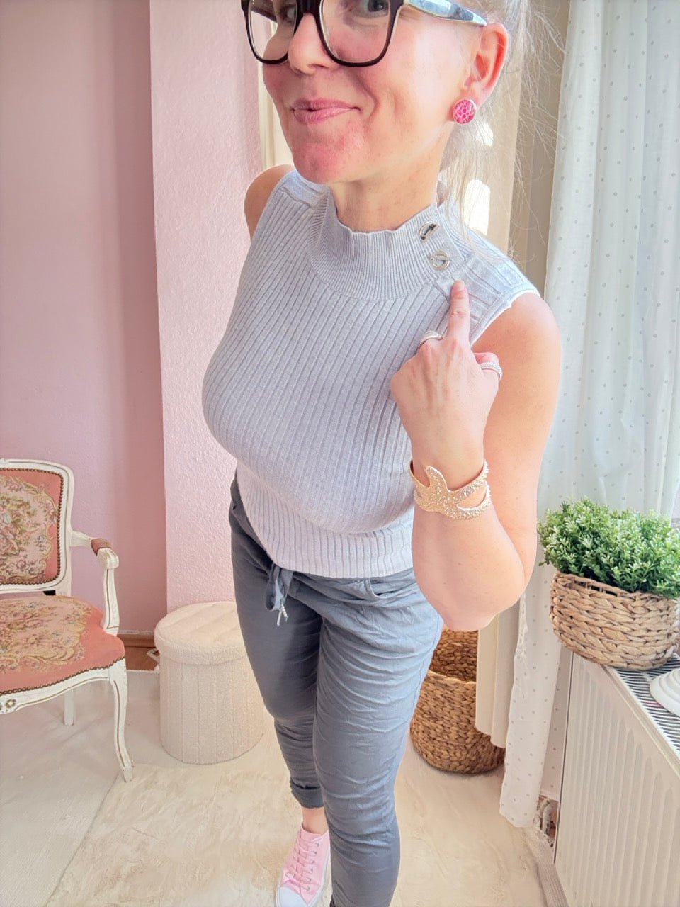 Top Emmy Strick Grau - FROLLEIN KÄTHE Shop